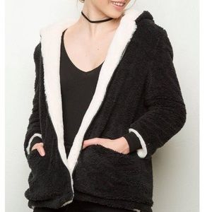 Brandy Melville reversible fluffy zip sweater